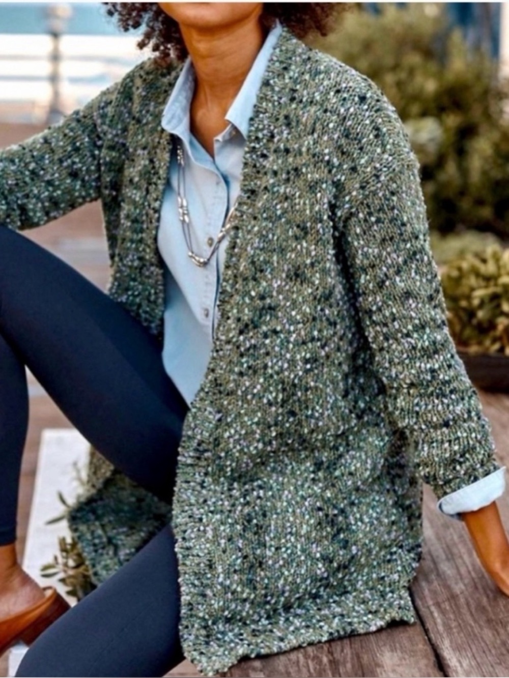 J. Jill Utopia Mixed Textures Knit Confetti Cardigan